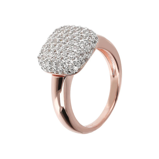 Anello Cocktail Bronzallure con Elemento Quadrato Pavé in Cubic Zirconia