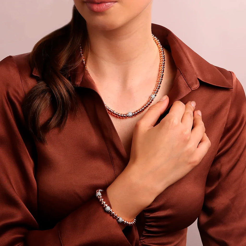 Bracciale Bronzallure donna Rondelle alternate ad elementi in pavè