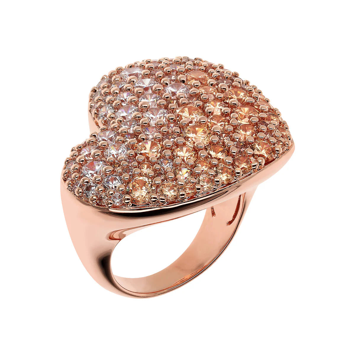 Anello Chevalier Bronzallure Cuore con Pavé in Cubic Zirconia