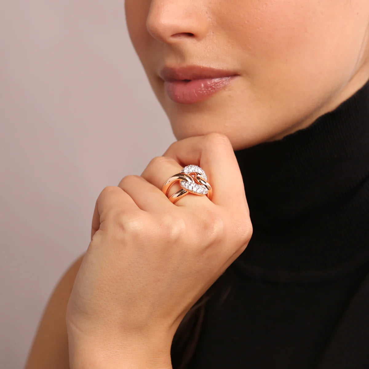 Anello a Fascia Bronzallure con Elemento in Cubic Zirconia