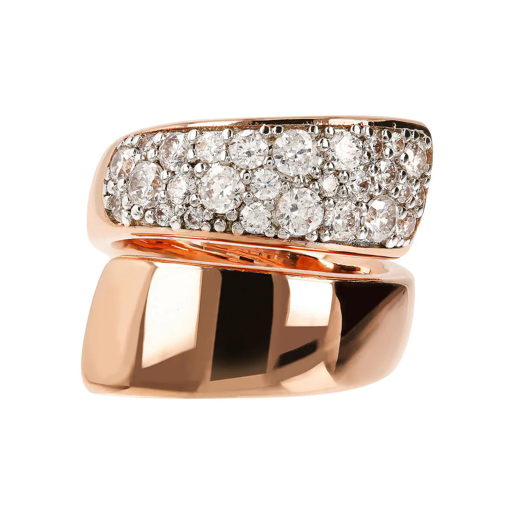 Anello Bronzallure Contrarié con Pavé in Cubic Zirconia