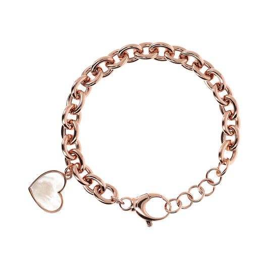 Bracciale Bronzallure Catena Rolo con Ciondolo Cuore in Pietra Naturale