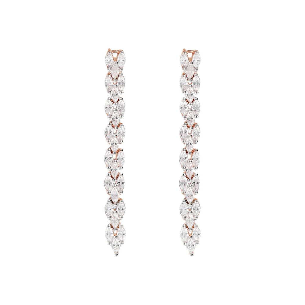 Orecchini Bronzallure Pendenti Lunghi Design Treccia con Cubic Zirconia