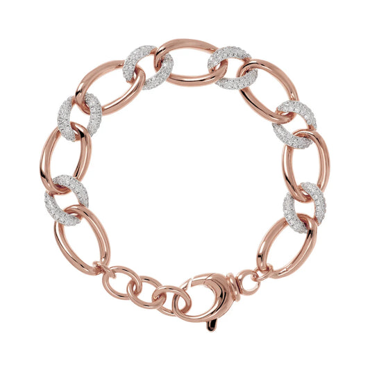 Bracciale Bronzallure Maglie Ovali ed Elementi Pavé in Cubic Zirconia