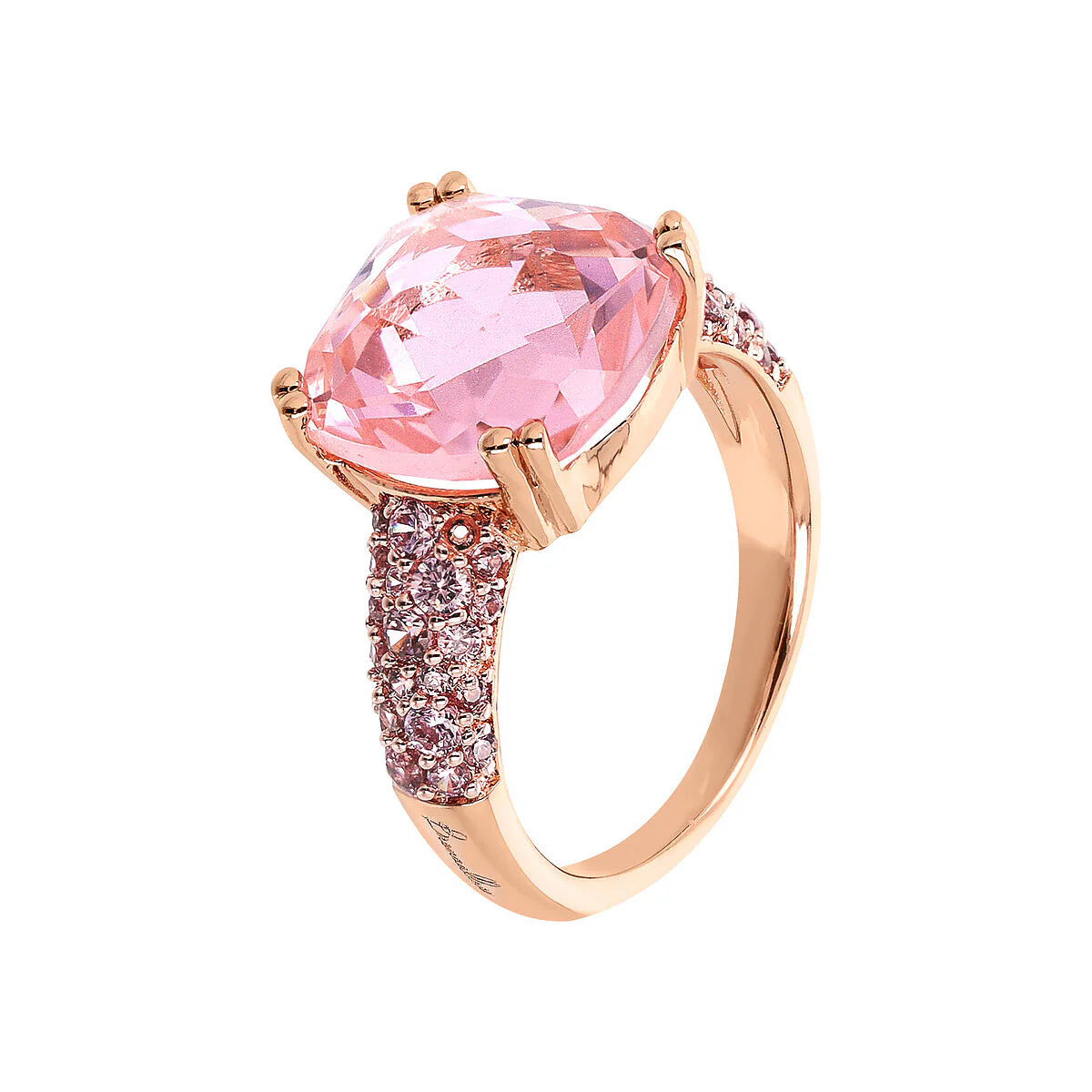 Anello Bronzallure Cocktail con Prisma Gem Quadrata e Pavé Pink