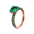 Anello Bronzallure Solitario con Prisma Gem Quadrata e Pavé Smeraldo