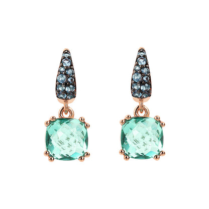 Orecchini pendenti Bronzallure Prisma Gem Quadrata e Pavé Green