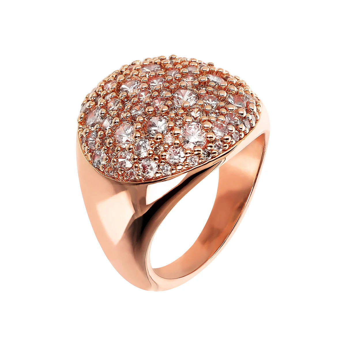 Anello Bronzallure Chevalier con Tondo Pavé in Cubic Zirconia
