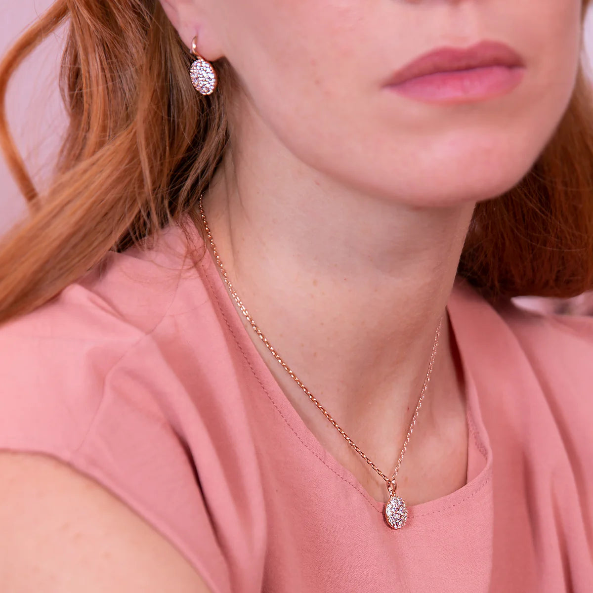 Collana Bronzallure Catena Rolo con Ciondolo Tondo Pavé in Cubic Zirconia