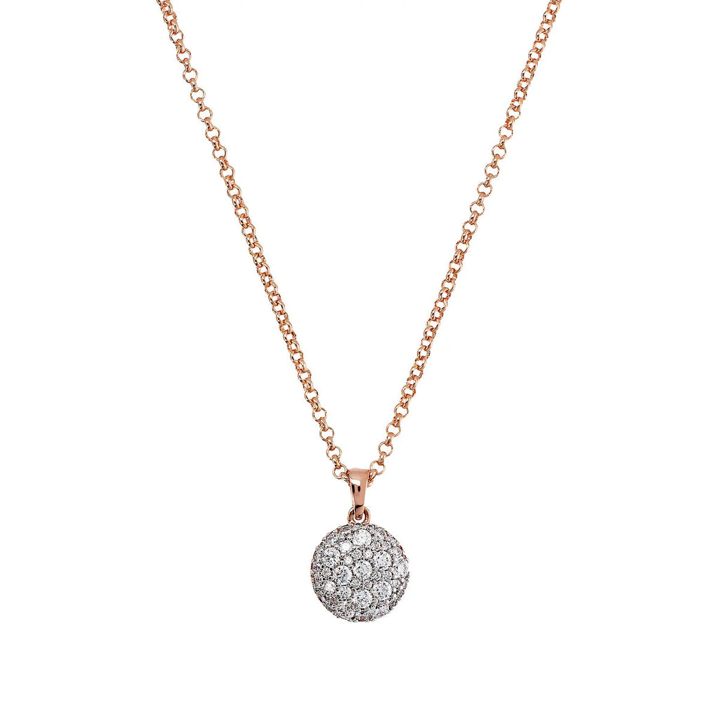Collana Bronzallure Catena Rolo con Ciondolo Tondo Pavé in Cubic Zirconia