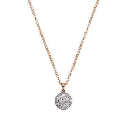 Collana Bronzallure Catena Rolo con Ciondolo Tondo Pavé in Cubic Zirconia