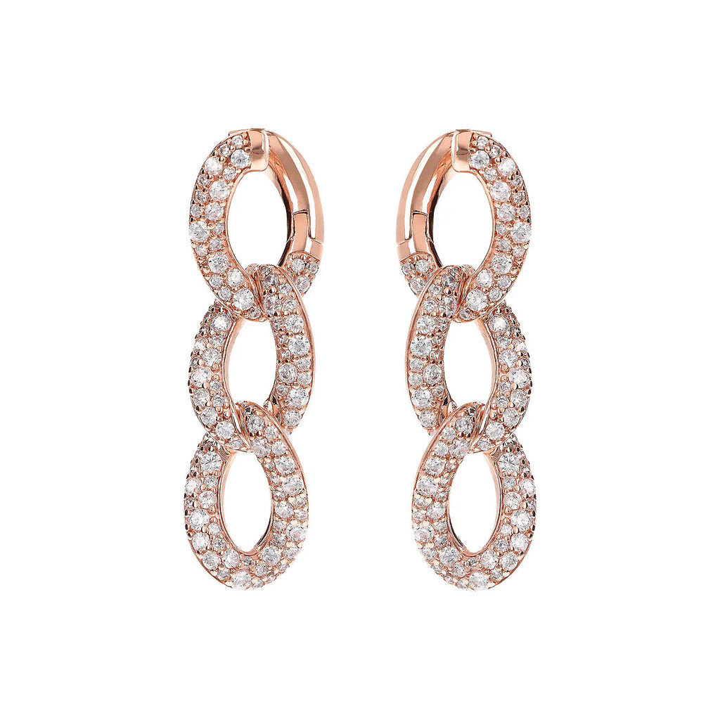 Orecchini pendenti Bronzallure Catena Grumetta con Pavé di Cubic Zirconia