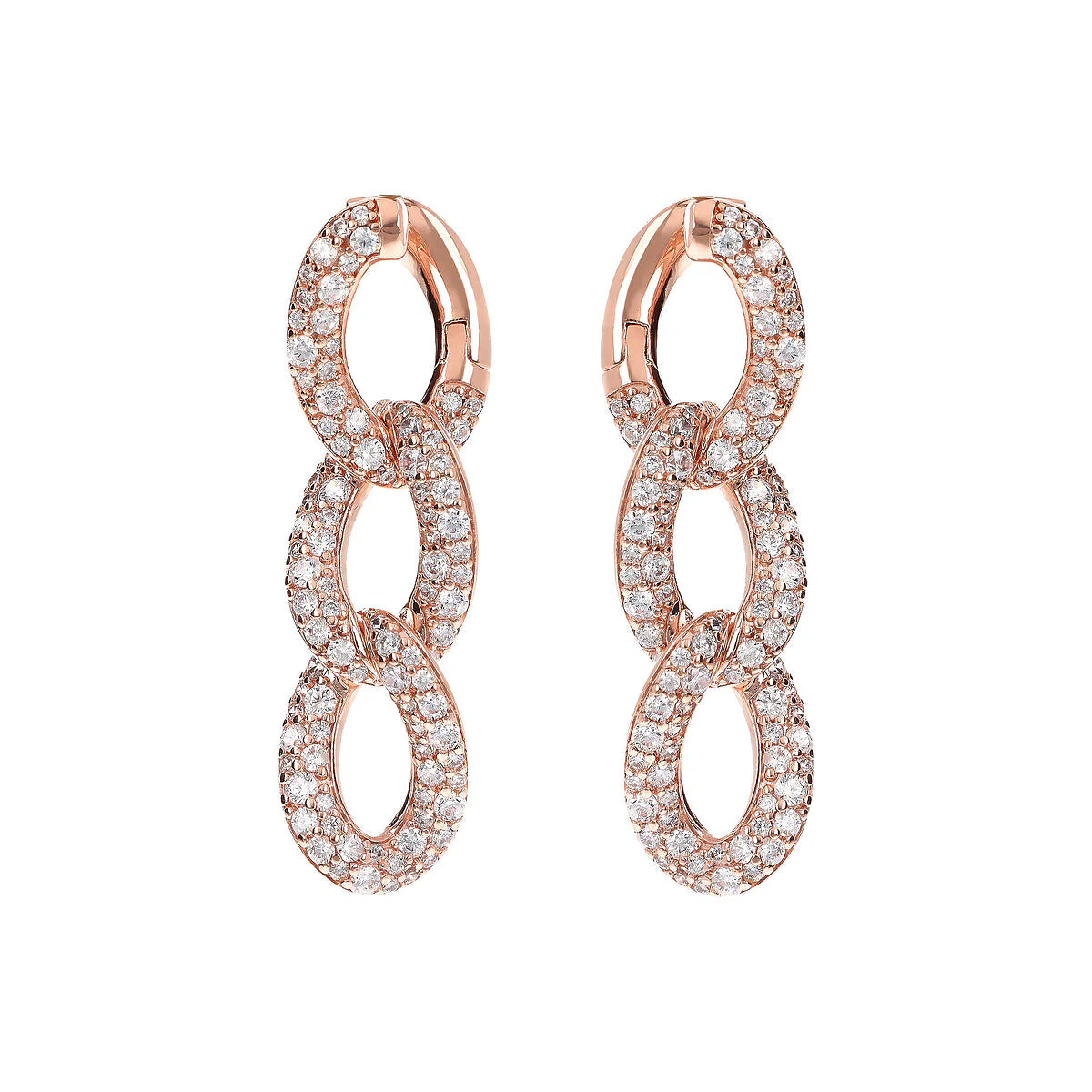 Orecchini pendenti Bronzallure Catena Grumetta con Pavé di Cubic Zirconia