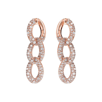Orecchini pendenti Bronzallure Catena Grumetta con Pavé di Cubic Zirconia