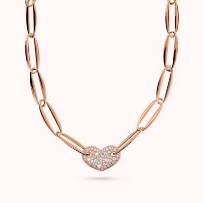 Collana Bronzallure donna Maglie Marquise e cuore in pavè