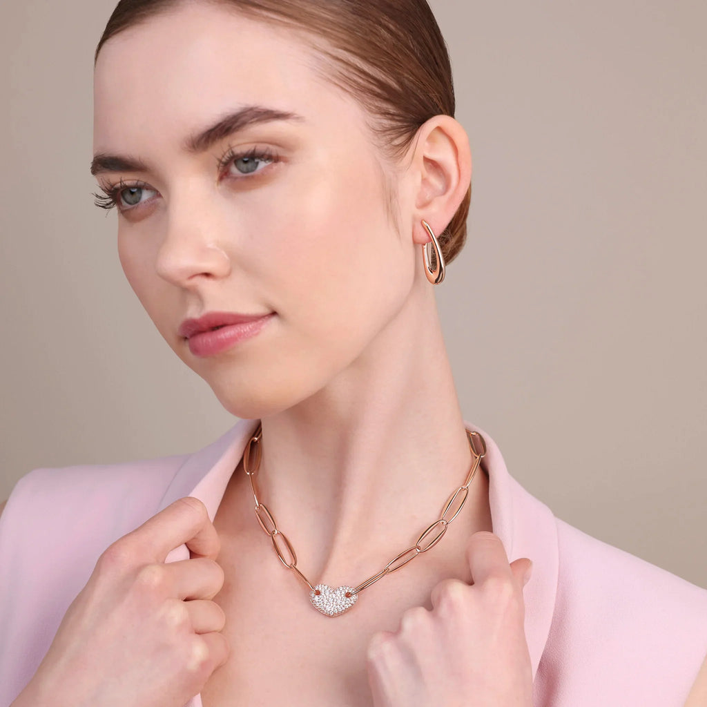 Collana Bronzallure donna Maglie Marquise e cuore in pavè