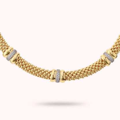 Collana Bronzallure donna Maglia popcorn con rondelle in pavè