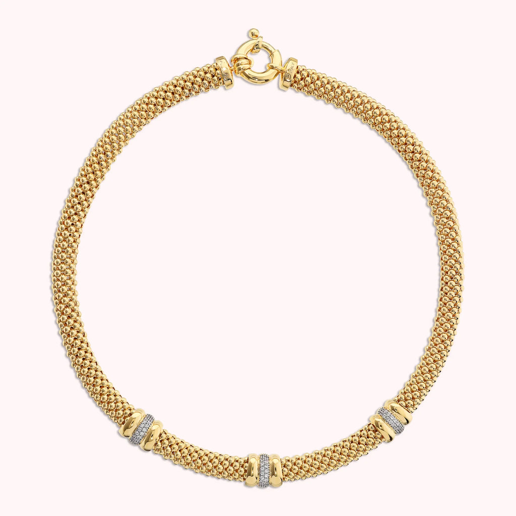 Collana Bronzallure donna Maglia popcorn con rondelle in pavè