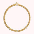 Collana Bronzallure donna Maglia popcorn con rondelle in pavè