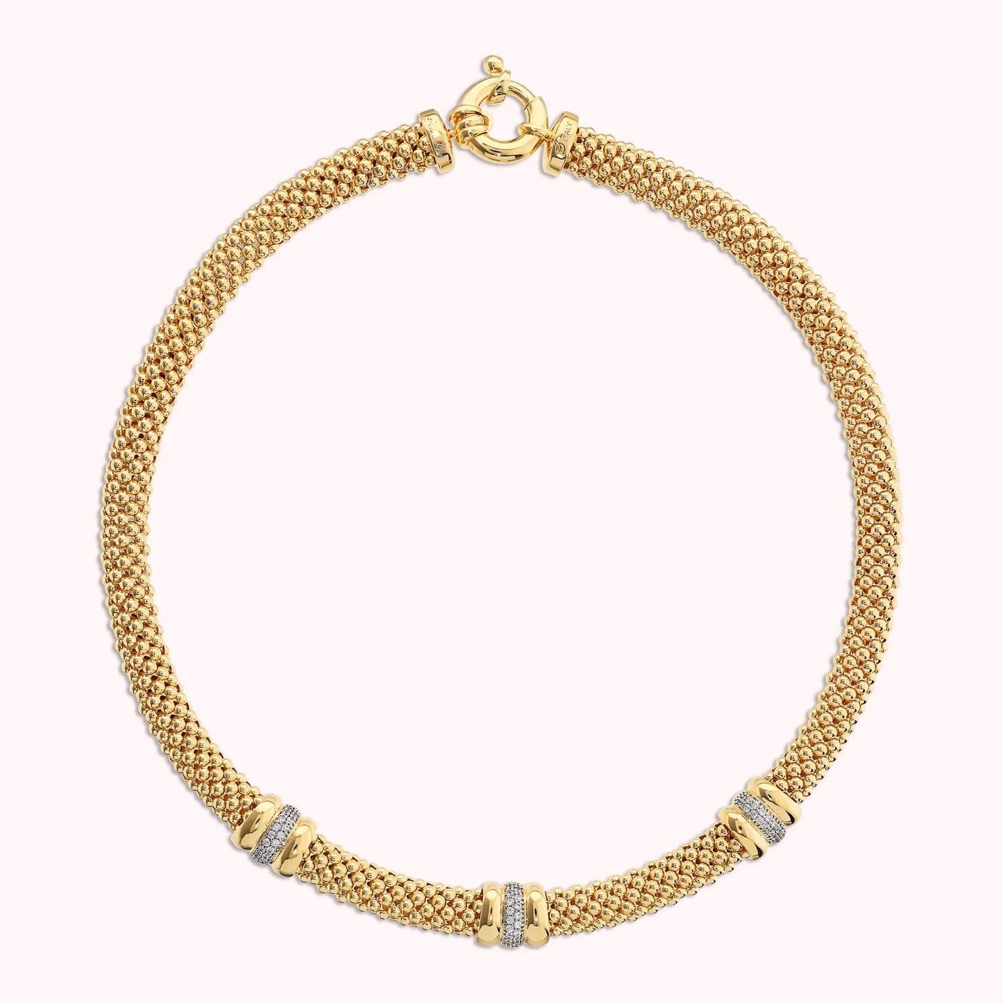 Collana Bronzallure donna Maglia popcorn con rondelle in pavè