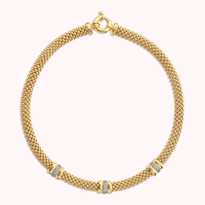 Collana Bronzallure donna Maglia popcorn con rondelle in pavè