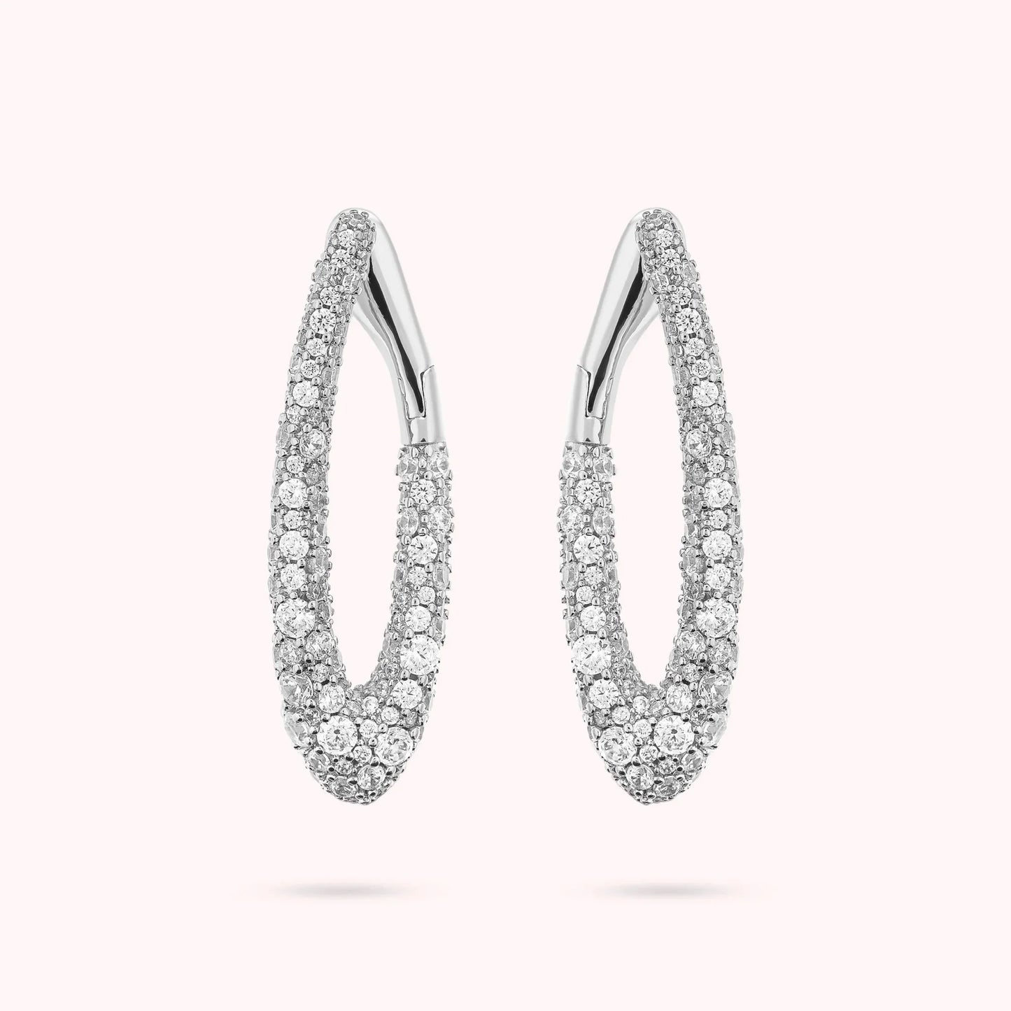 Orecchini Bronzallure donna Ovali white pavè