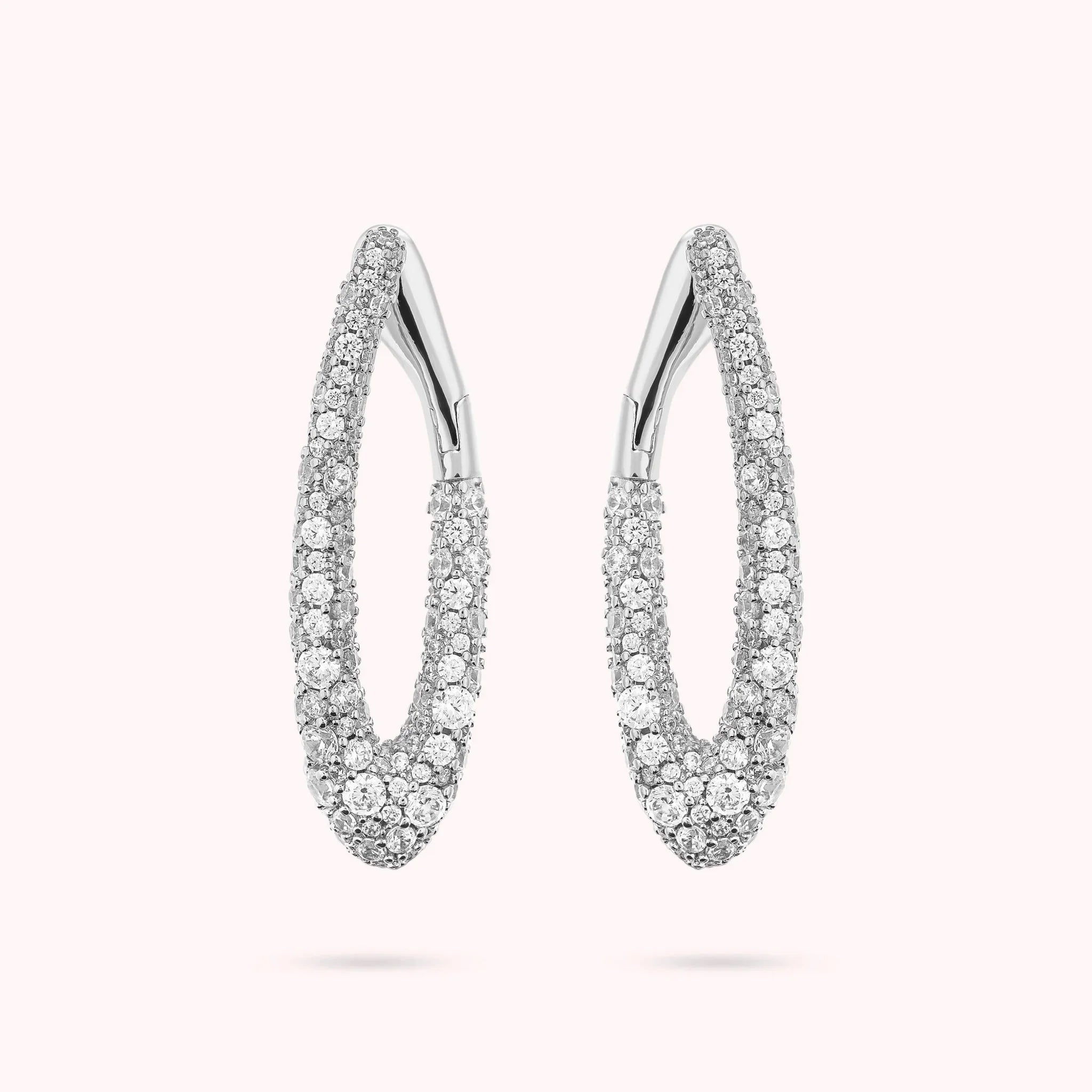 Orecchini Bronzallure donna Ovali white pavè