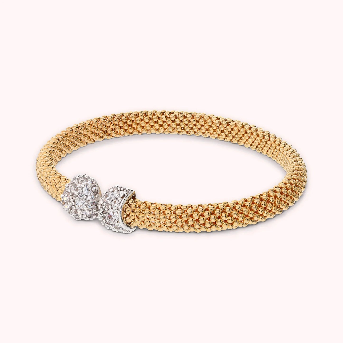 Bracciale rigido Bronzallure donna Maglia popcorn con pavè centrale