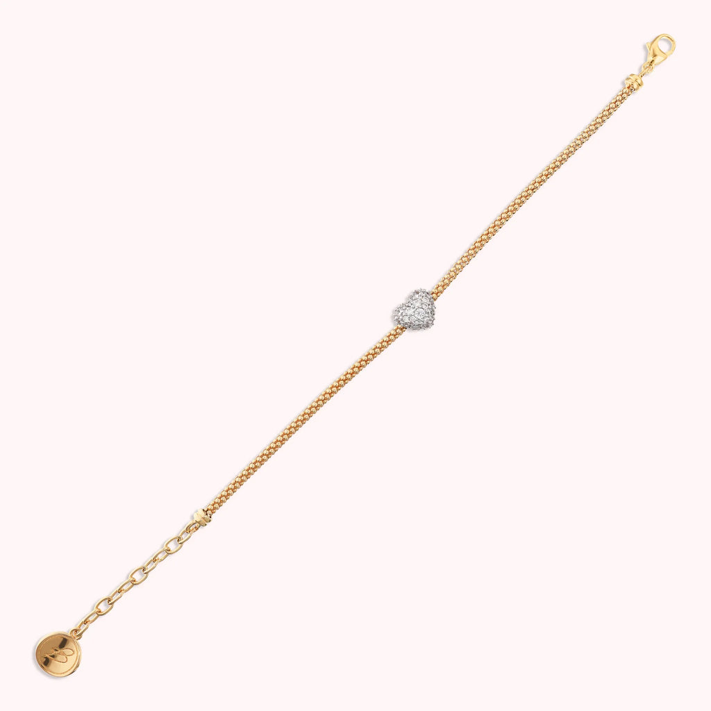 Bracciale Bronzallure donna Maglia popcorn con cuore centrale in pavè