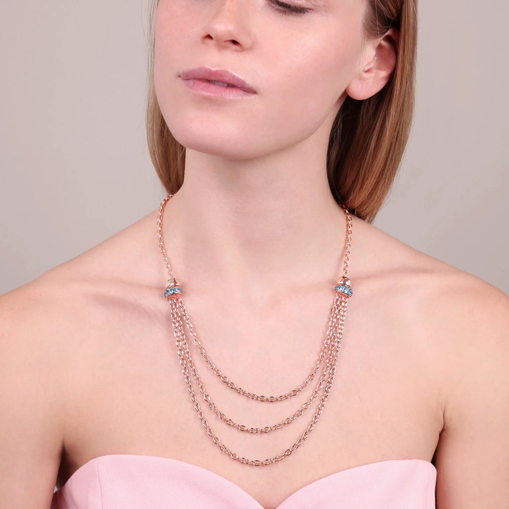 Collana Bronzallure donna Multifilo rolò con elementi pavè