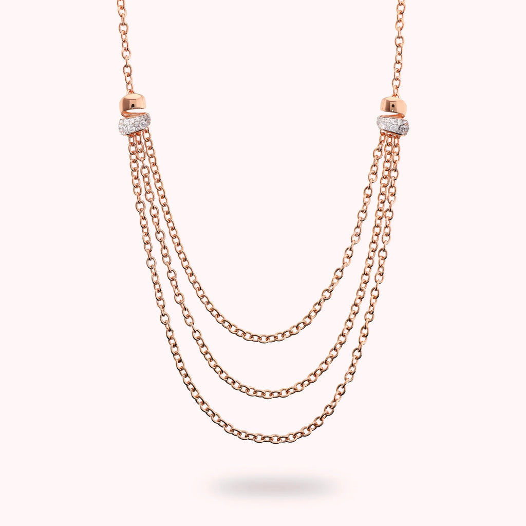 Collana Bronzallure donna Multifilo rolò con elementi pavè