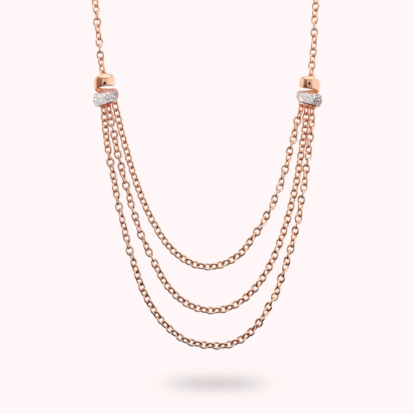 Collana Bronzallure donna Multifilo rolò con elementi pavè