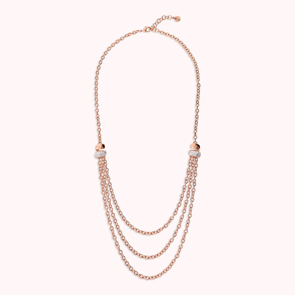 Collana Bronzallure donna Multifilo rolò con elementi pavè