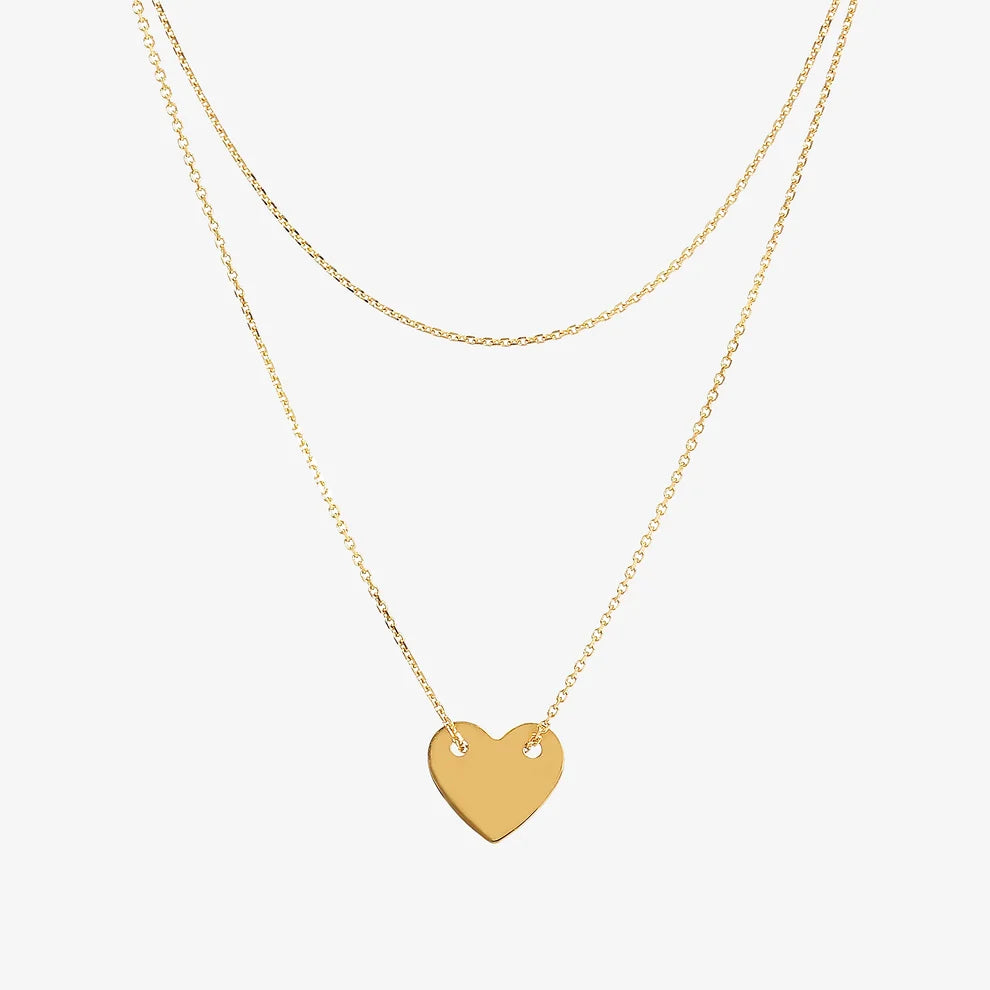 Collana Milor donna Multifilo con Doppia Catena Rolo e Pendente Cuore Oro 375