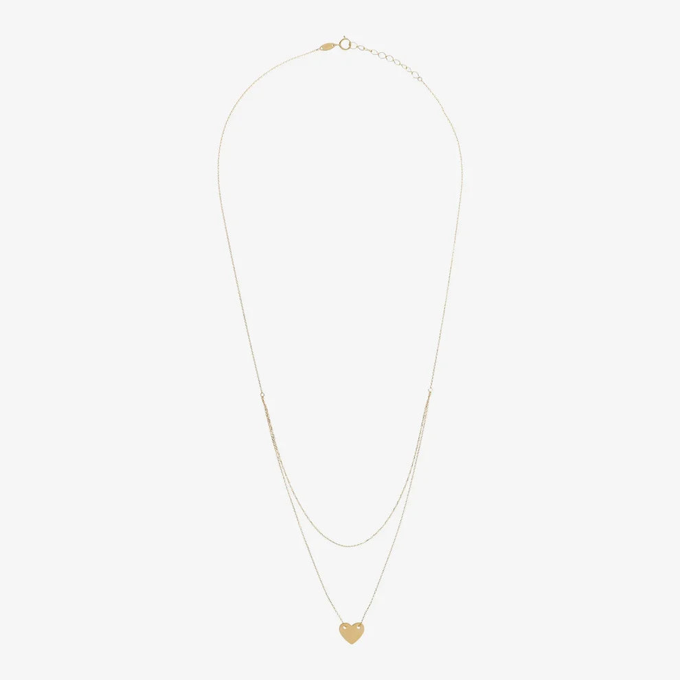 Collana Milor donna Multifilo con Doppia Catena Rolo e Pendente Cuore Oro 375