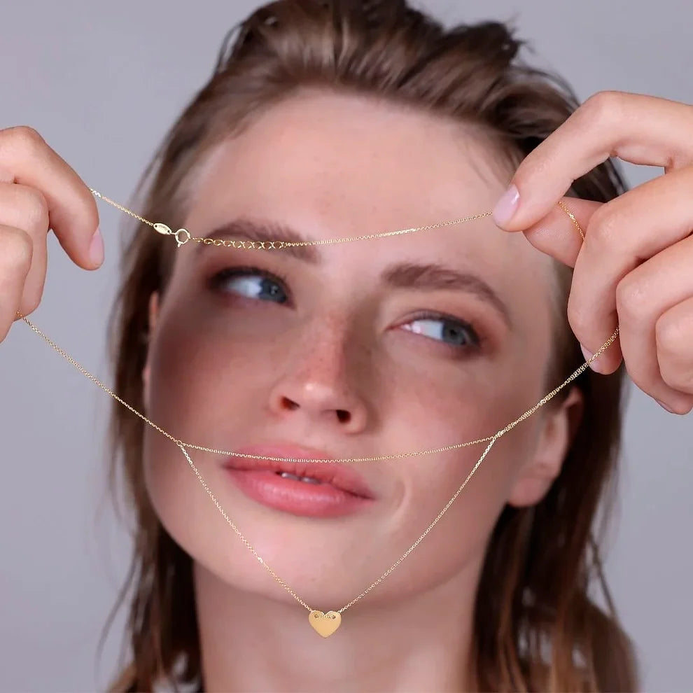 Collana Milor donna Multifilo con Doppia Catena Rolo e Pendente Cuore Oro 375