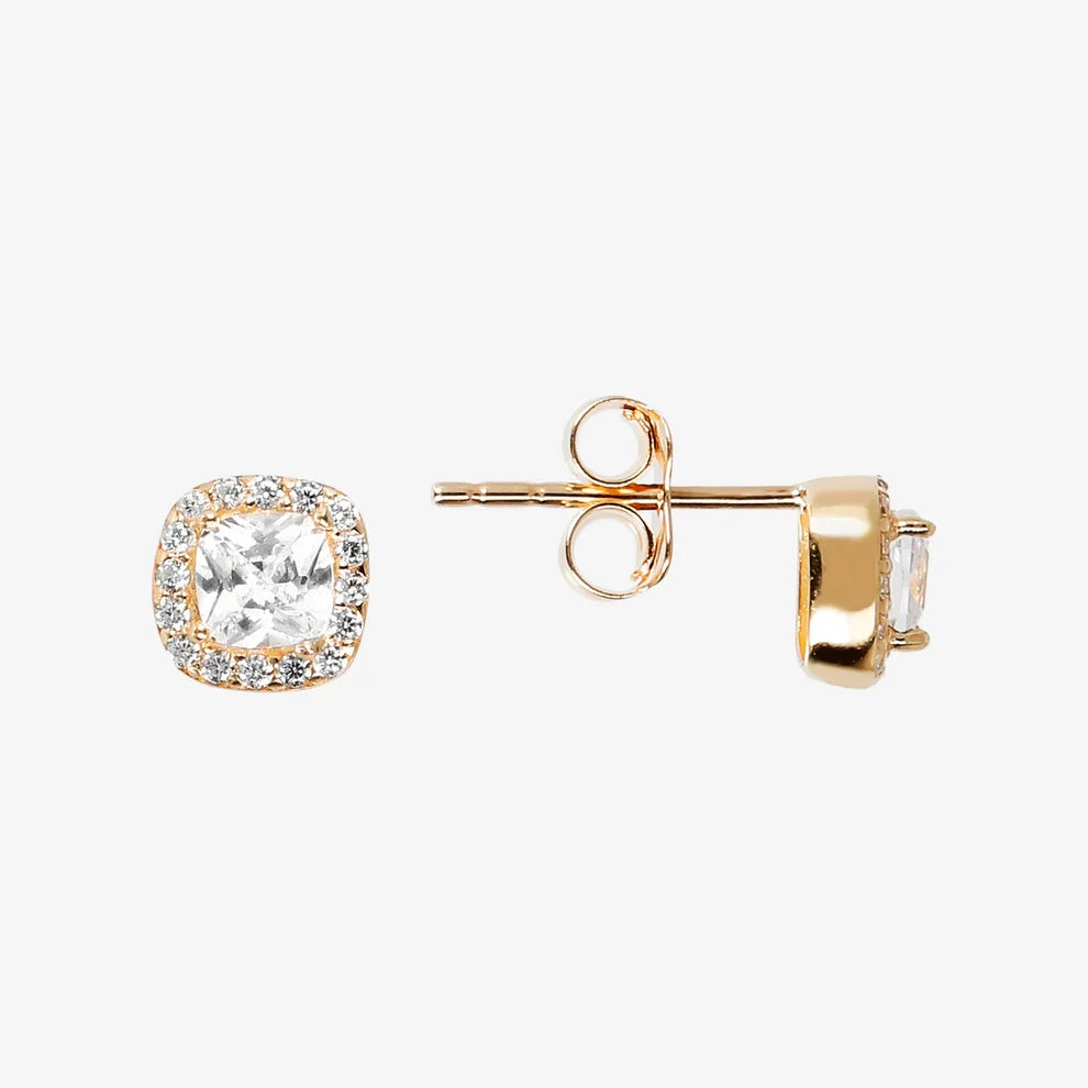 Orecchini a lobo Milor donna Quadrati con Cubic Zirconia Oro 375