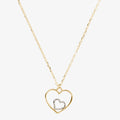 Collana Milor donna Catena Forzatina con Pendente Doppio Cuore Bicolore Oro 375