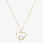 Collana Milor donna Catena Forzatina con Pendente Doppio Cuore Bicolore Oro 375