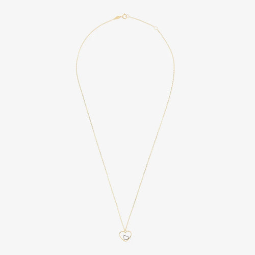 Collana Milor donna Catena Forzatina con Pendente Doppio Cuore Bicolore Oro 375