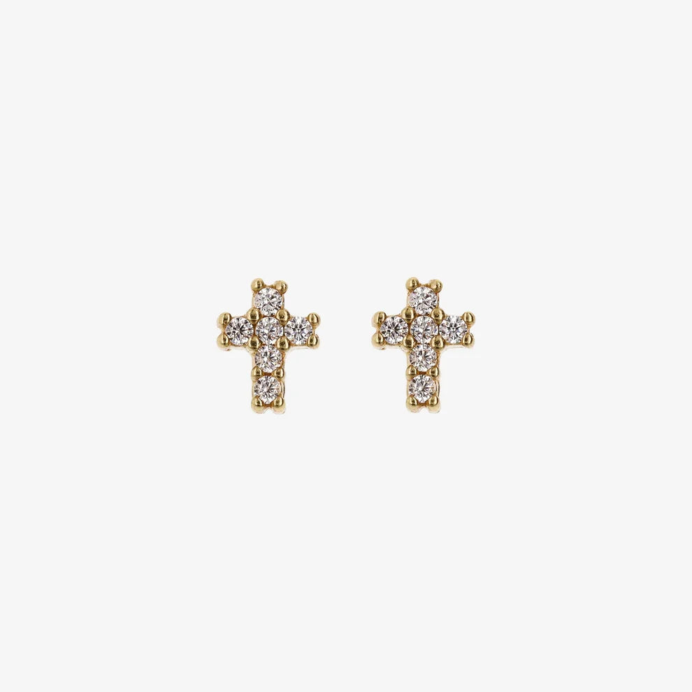 Orecchini a lobo Milor donna Croce con Cubic Zirconia Oro 375