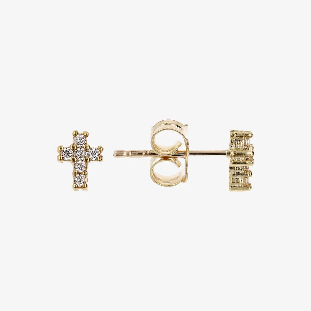 Orecchini a lobo Milor donna Croce con Cubic Zirconia Oro 375