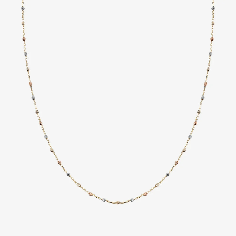 Collana Milor donna Girocollo Oro 375 con Microbead Tricolori Diamantate