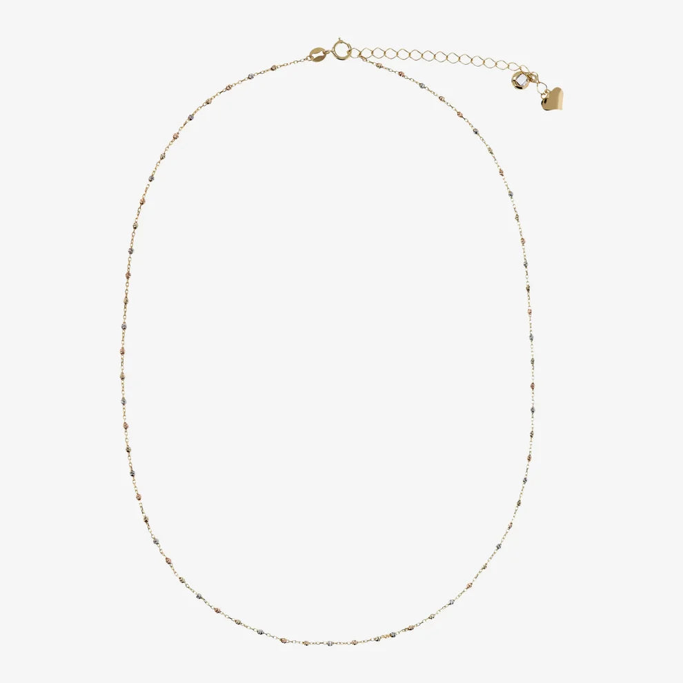 Collana Milor donna Girocollo Oro 375 con Microbead Tricolori Diamantate