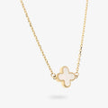 Collana Milor donna Girocollo Maglia Brillantina in Oro 375 con Quadrifoglio in Pietra Naturale