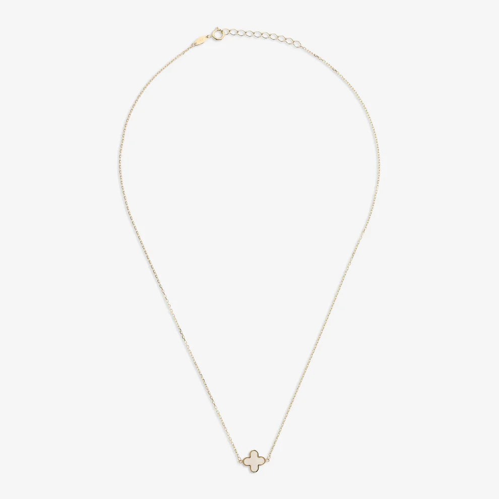 Collana Milor donna Girocollo Maglia Brillantina in Oro 375 con Quadrifoglio in Pietra Naturale