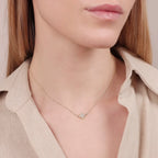 Collana Milor donna Girocollo Maglia Brillantina in Oro 375 con Quadrifoglio in Pietra Naturale