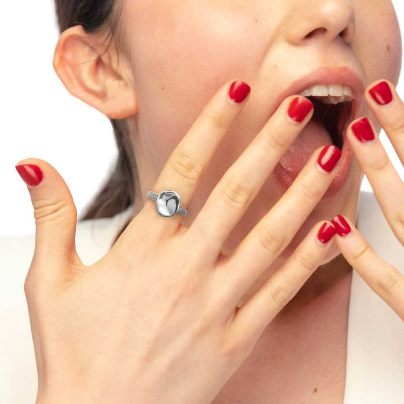 Anello Marlù Bottoncino martellato