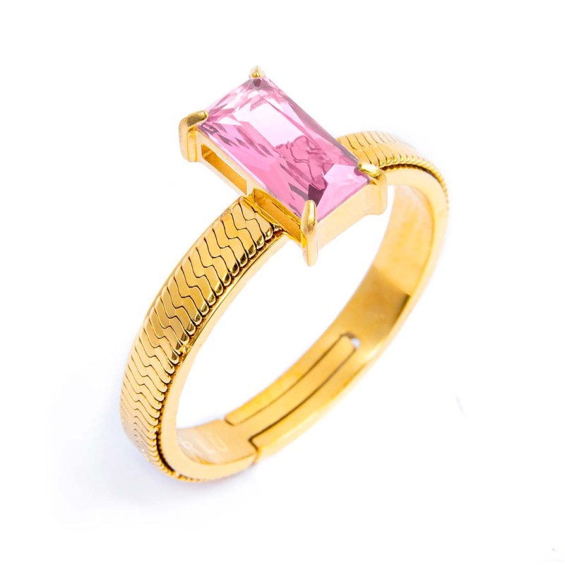Anello Marlù Donna con zircone baguette Rosa