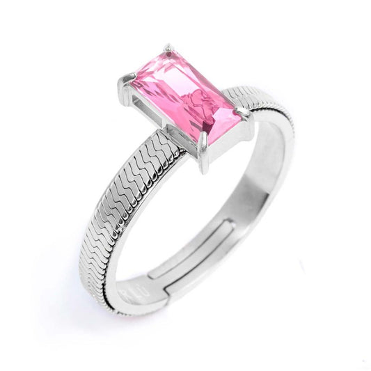 Anello Marlù Donna con zircone baguette Rosa